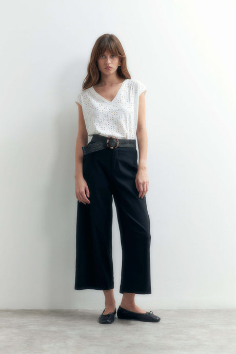 PANTALON CULOTTE PIERNA ANCHA NEGRO