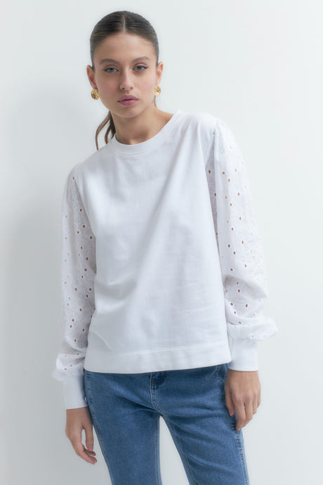 SWEATSHIRT CON MANGAS DE BRODERIE