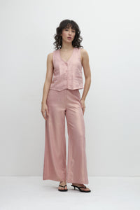 PANTALON ANCHO DE LINO METALIZADO
