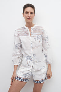 CAMISA ESTAMPADA CON BORDADO