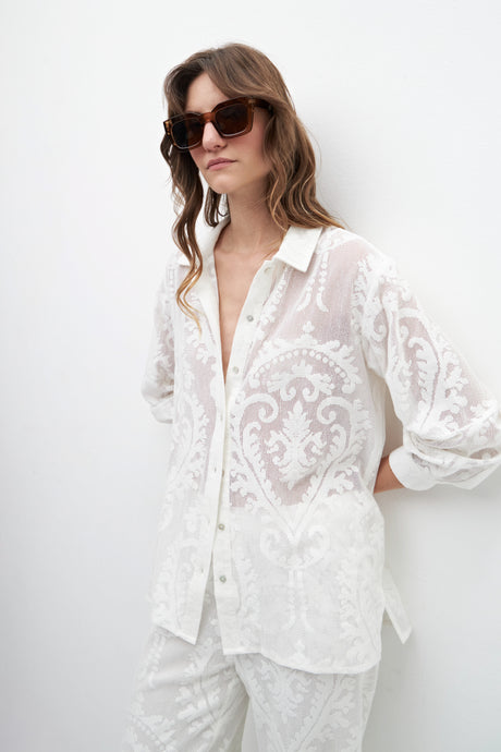 CAMISA REJILLA FLORAL