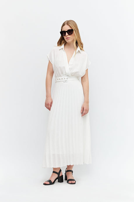 VESTIDO CON FALDA PLISADA