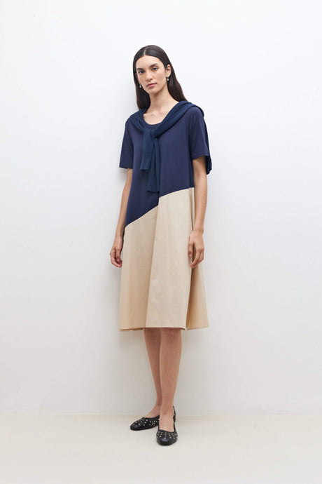 VESTIDO COLOR BLOCK MANGA CORTA