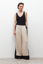 Load image into Gallery viewer, Pantalon ancho de lino bicolor con tajos